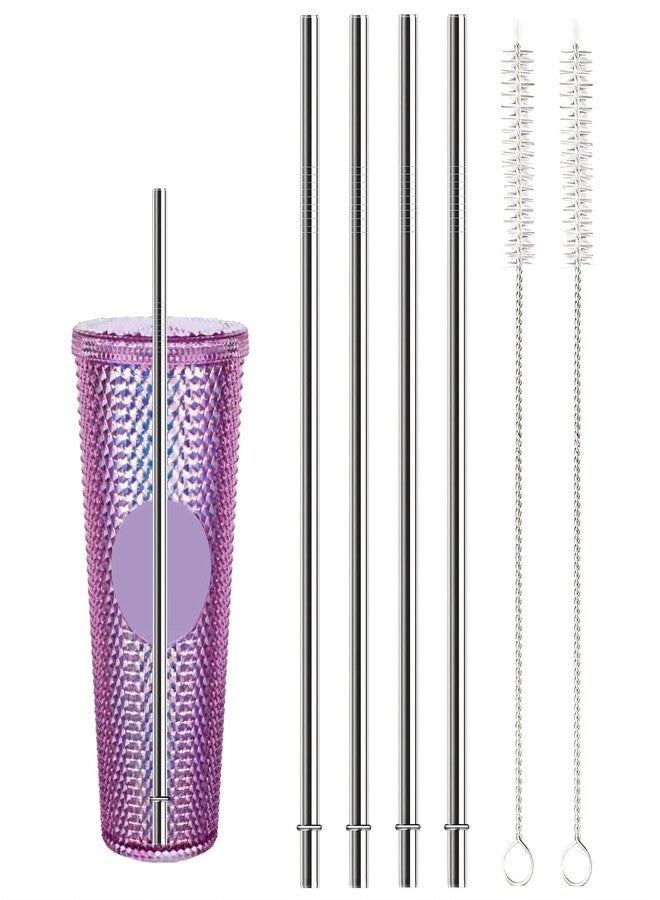 QUVIAE 10.5 Inch Metal Straw Replacement for Starbucks 24 oz, 10.5" X 0.31" Reusable Stainless Steel Straws with Cleaning Brush, Compatible with Starbucks Cup Tumbler (4+2) - Image 1